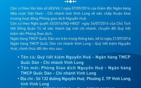 NOTICE OF RENAMING NGUYEN HUE SAVINGS FUND